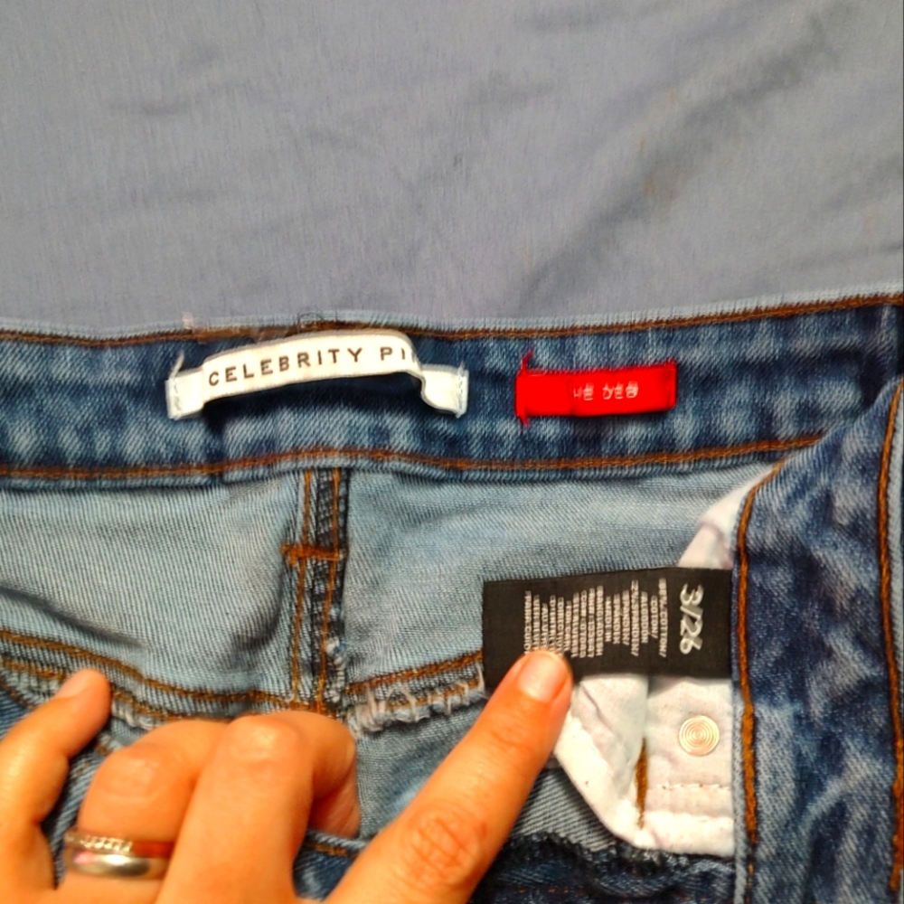 Ripped jean shorts
